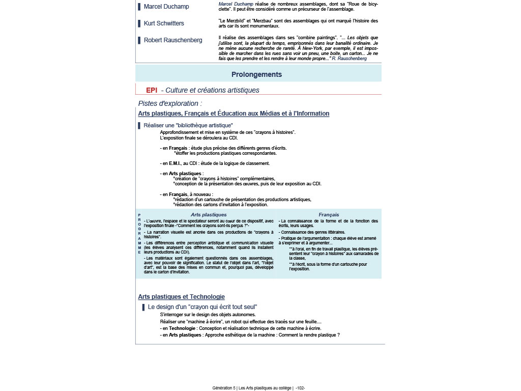 Séance le crayon - Les arts plastiques au collège