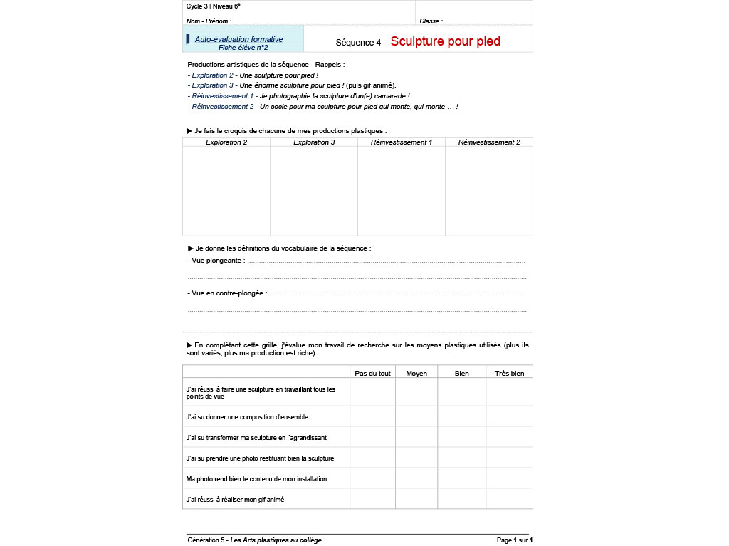 Séance sculpture - Les arts plastiques au collège