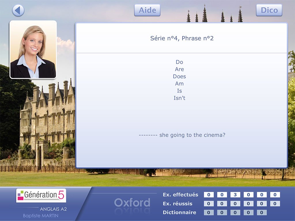 Exercice choix du verbe Anglais
