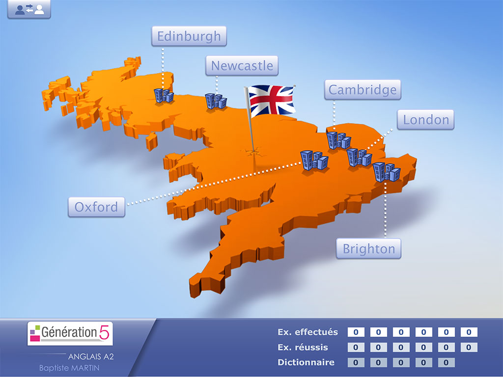 Menu du logiciel Anglais – Compréhension de l'écrit Niveau B1