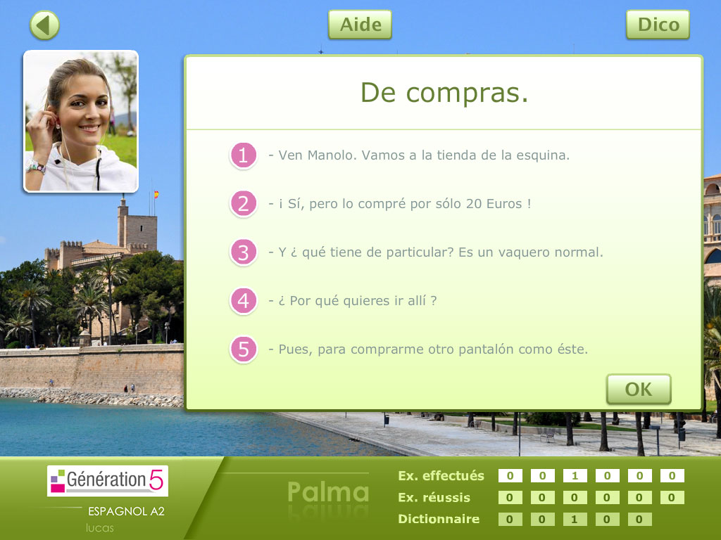 Exercice Espagnol – Compréhension de l'écrit Niveau A2