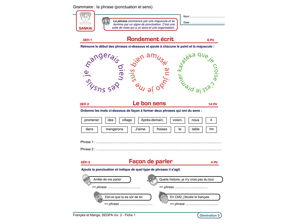 Fiche exercice pédagogique grammaire SEGPA