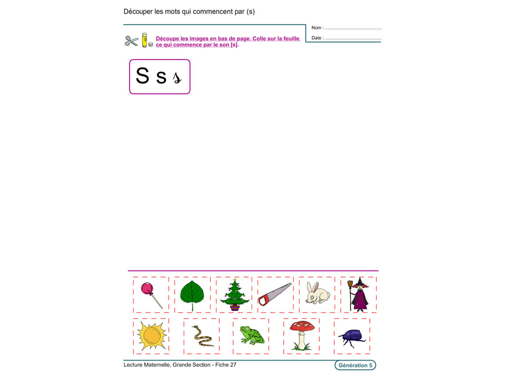 Fiche activité - Lecture Maternelle