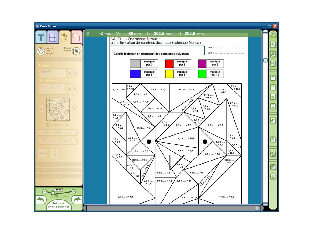 Logiciel Evolu Fiches - Maths et Manga - SEGPA