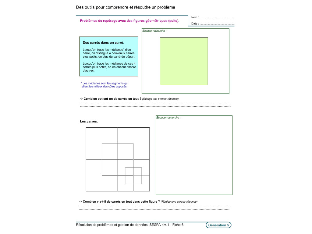 Fiche exercice pédagogique résolution de problèmes SEGPA