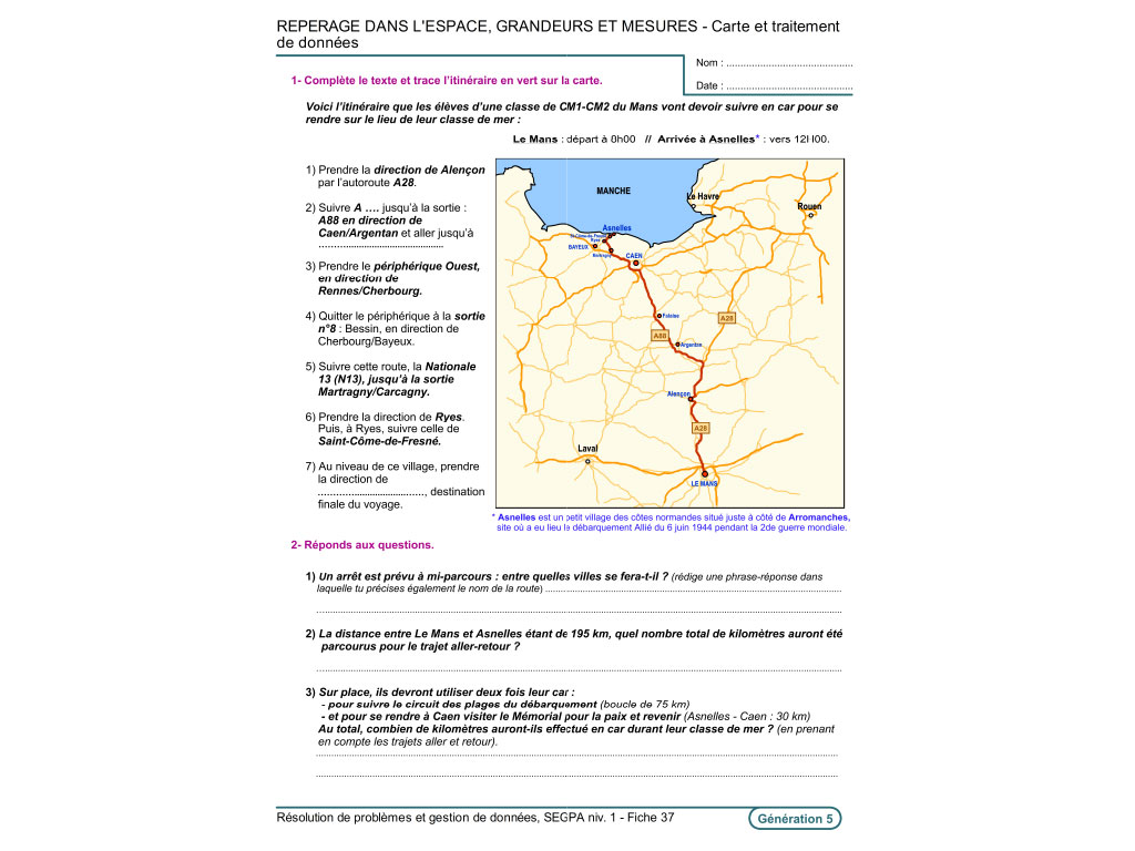 Fiche exercice pédagogique grandeurs et mesures SEGPA