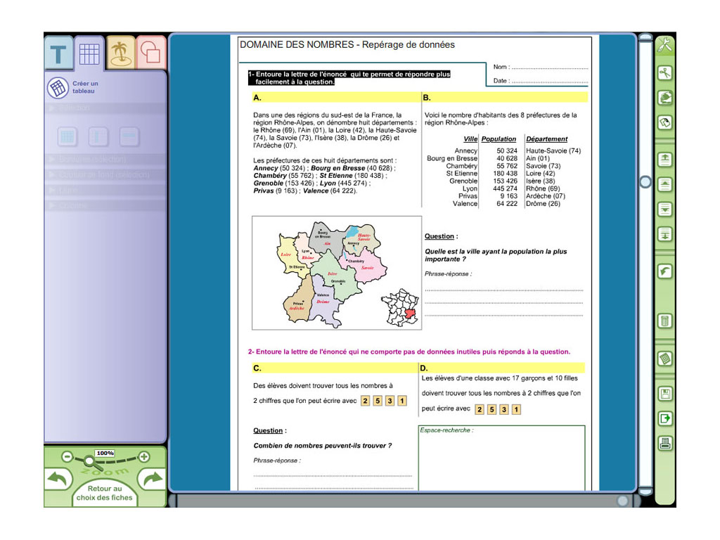 Logiciel Evolu Fiches - Résolution de problèmes et gestion de données - SEGPA