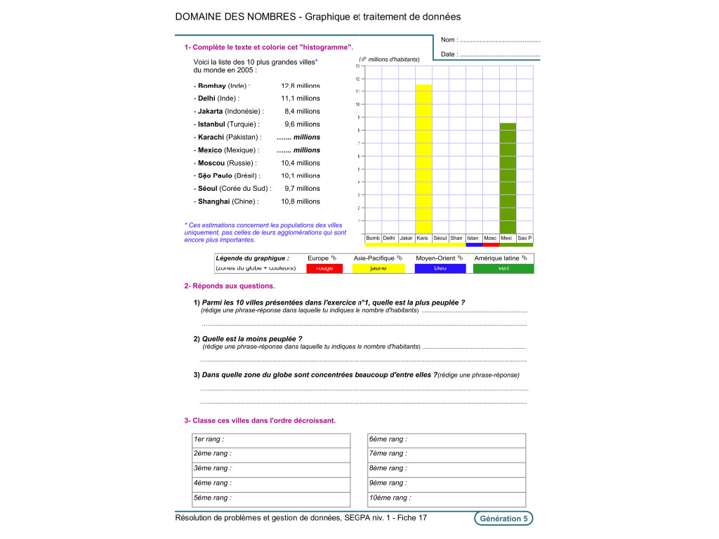 Fiche exercice pédagogique traitement de données SEGPA