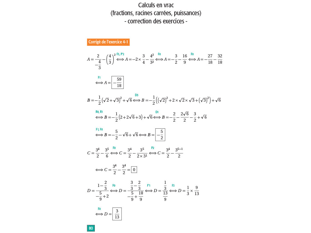 Correction de calculs - Maths lycée seconde