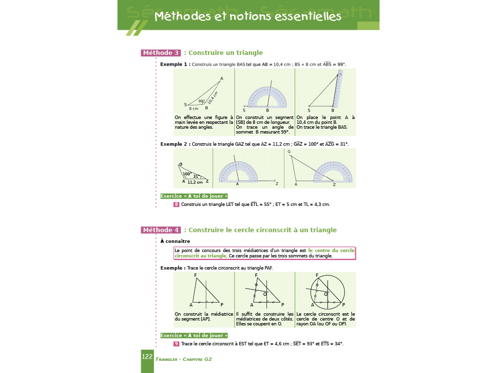 Rappels de cours - Manuel Sésamath 5e (éd. 2010)