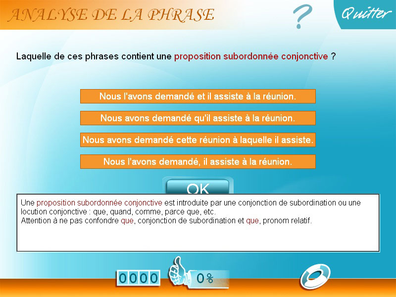 Logiciel exercice Français 5e