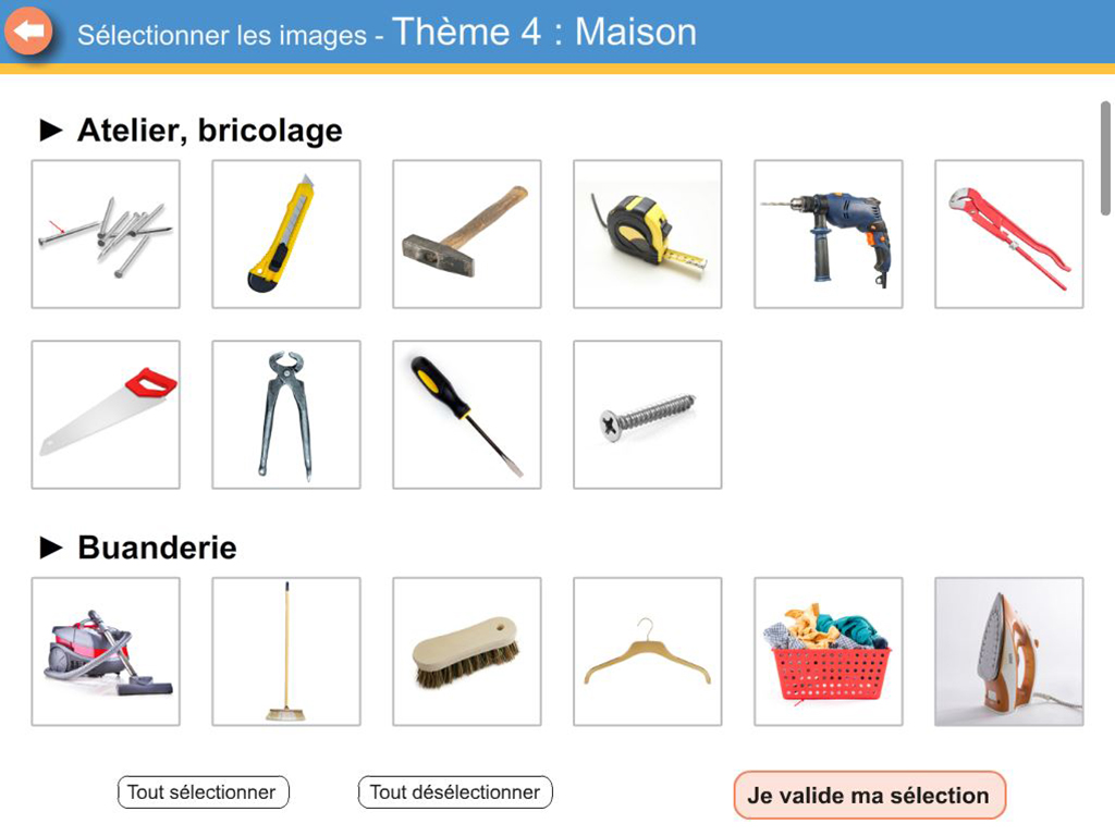 Logiciel Vocabulaire en Maternelle - sélection des images