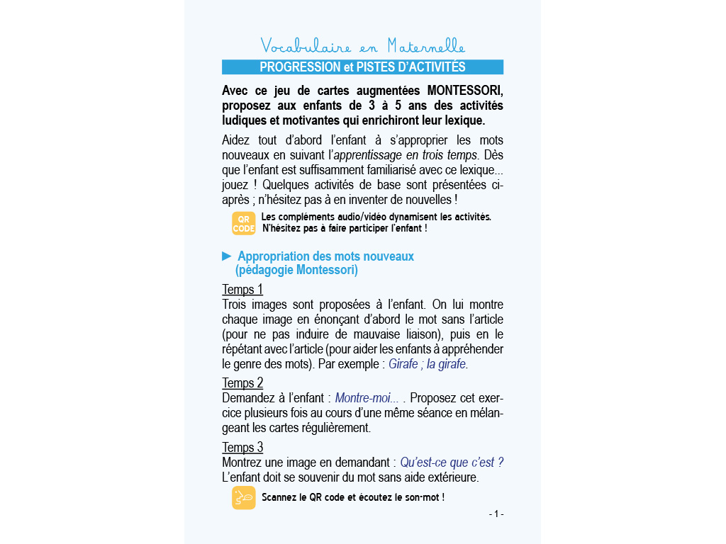 Activité Vocabulaire en maternelle