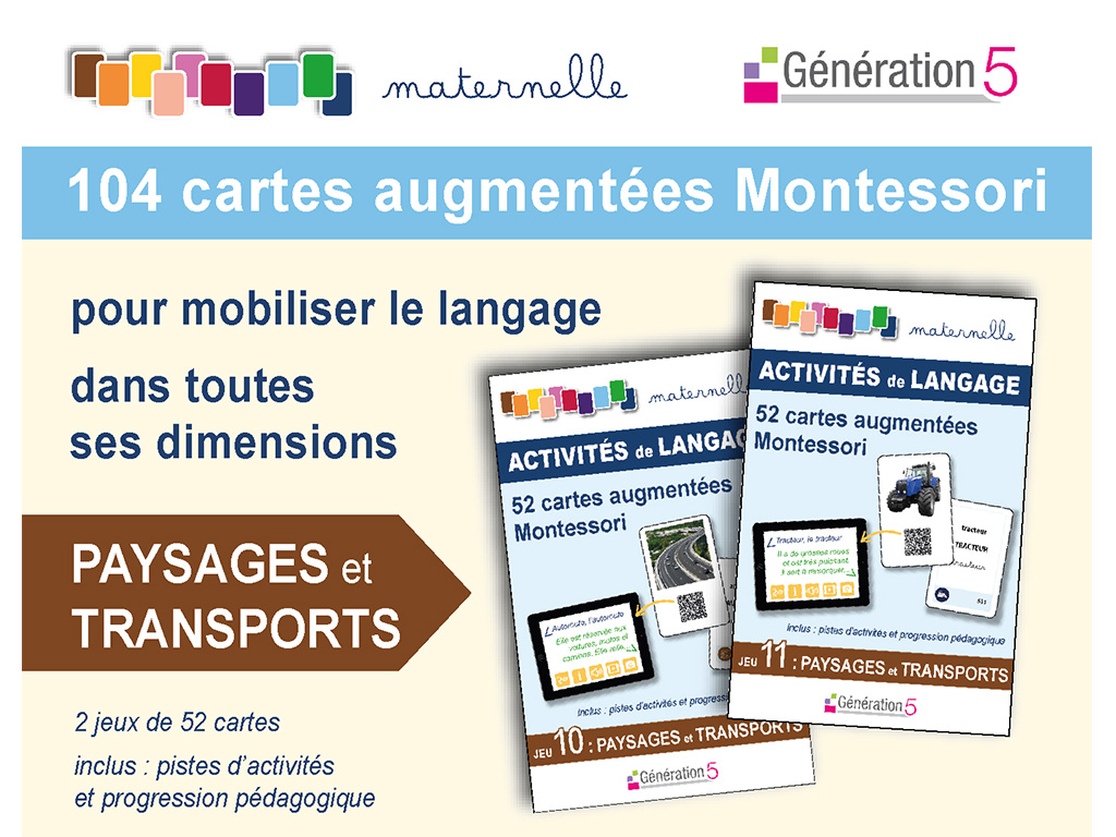 Cartes Vocabulaire en Maternelle - les paysages et les transports